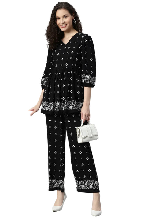 Black With Border Women's Co-Ord Set in Munich