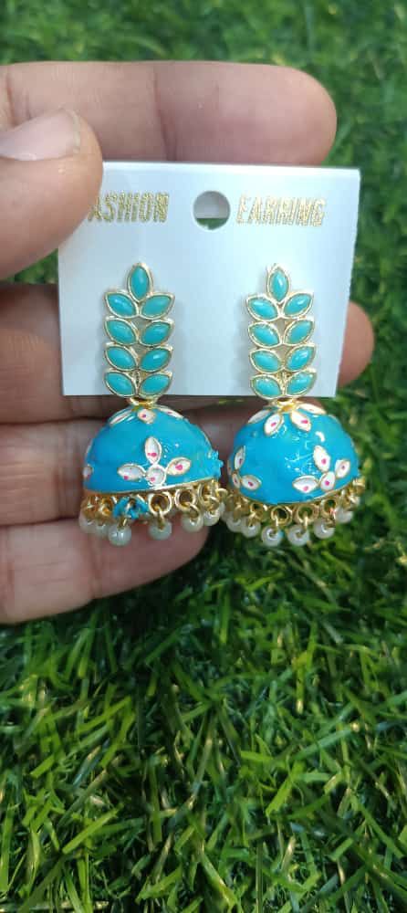Gold-Plated Dome Shaped Meenakari Jhumkas
