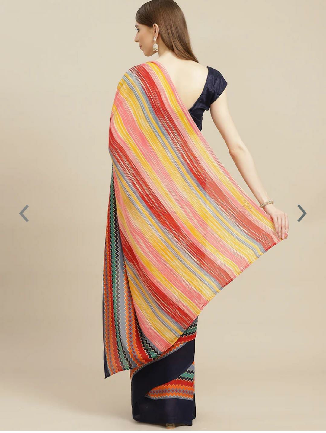 Multi Striped Pure Georgette Saree