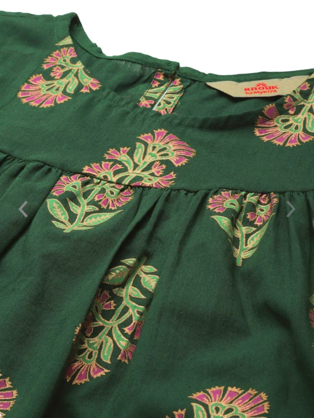 Grünes, bedrucktes Plissee-Oberteil aus reiner Baumwolle für Damen mit Palazzos