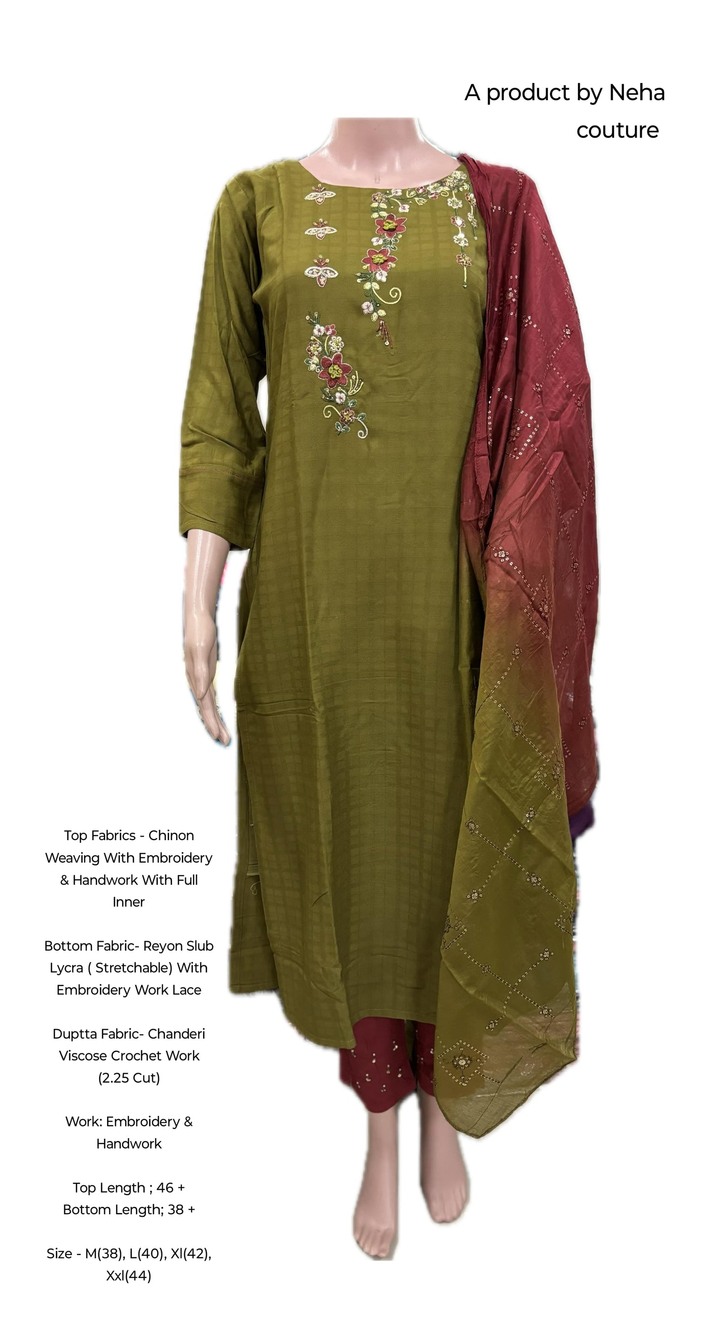 Chinon Weaving With Embroidery & Handwork With Full Inner Embroidery & Handwork