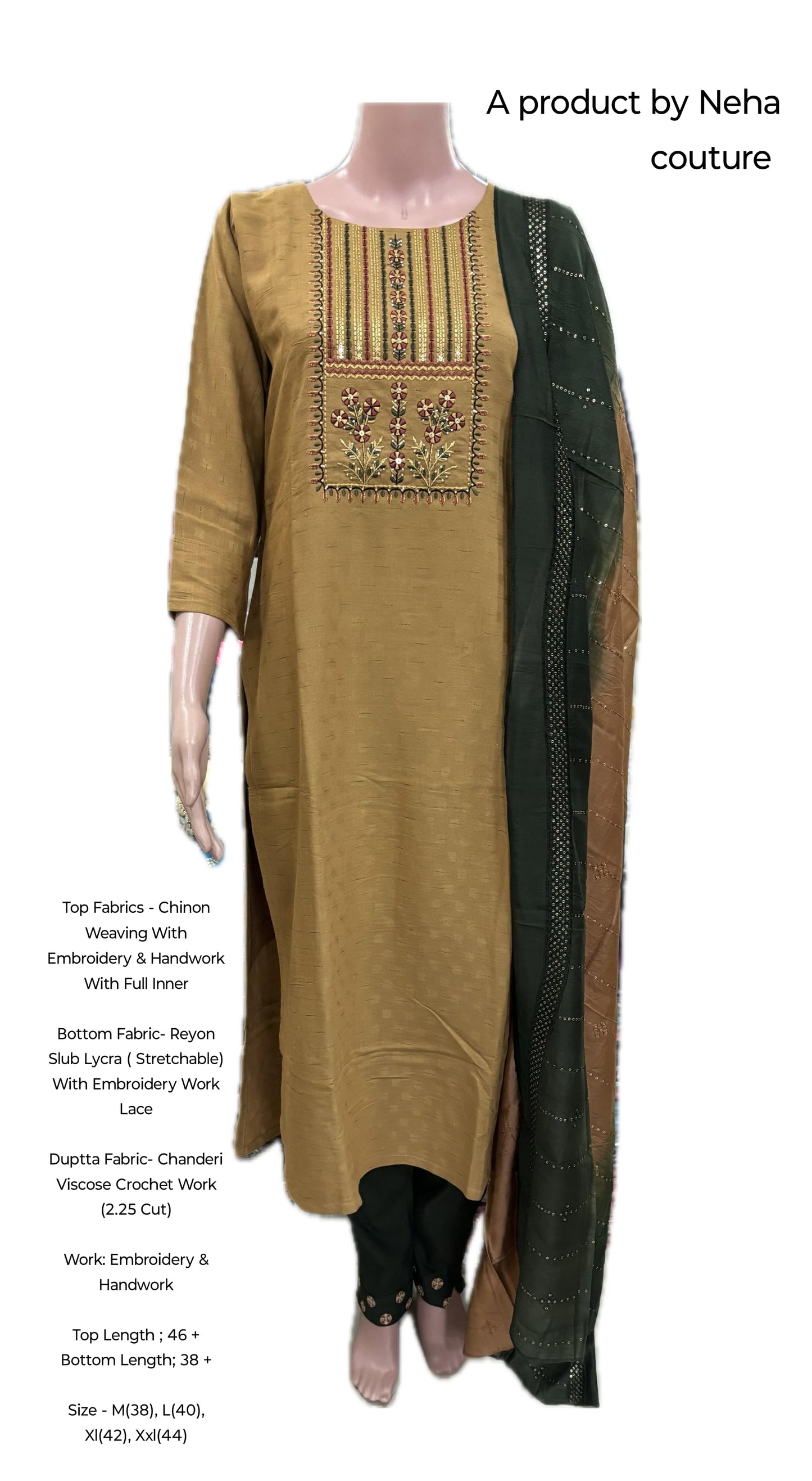 Chinon Weaving With Embroidery & Handwork With Full Inner Embroidery & Handwork