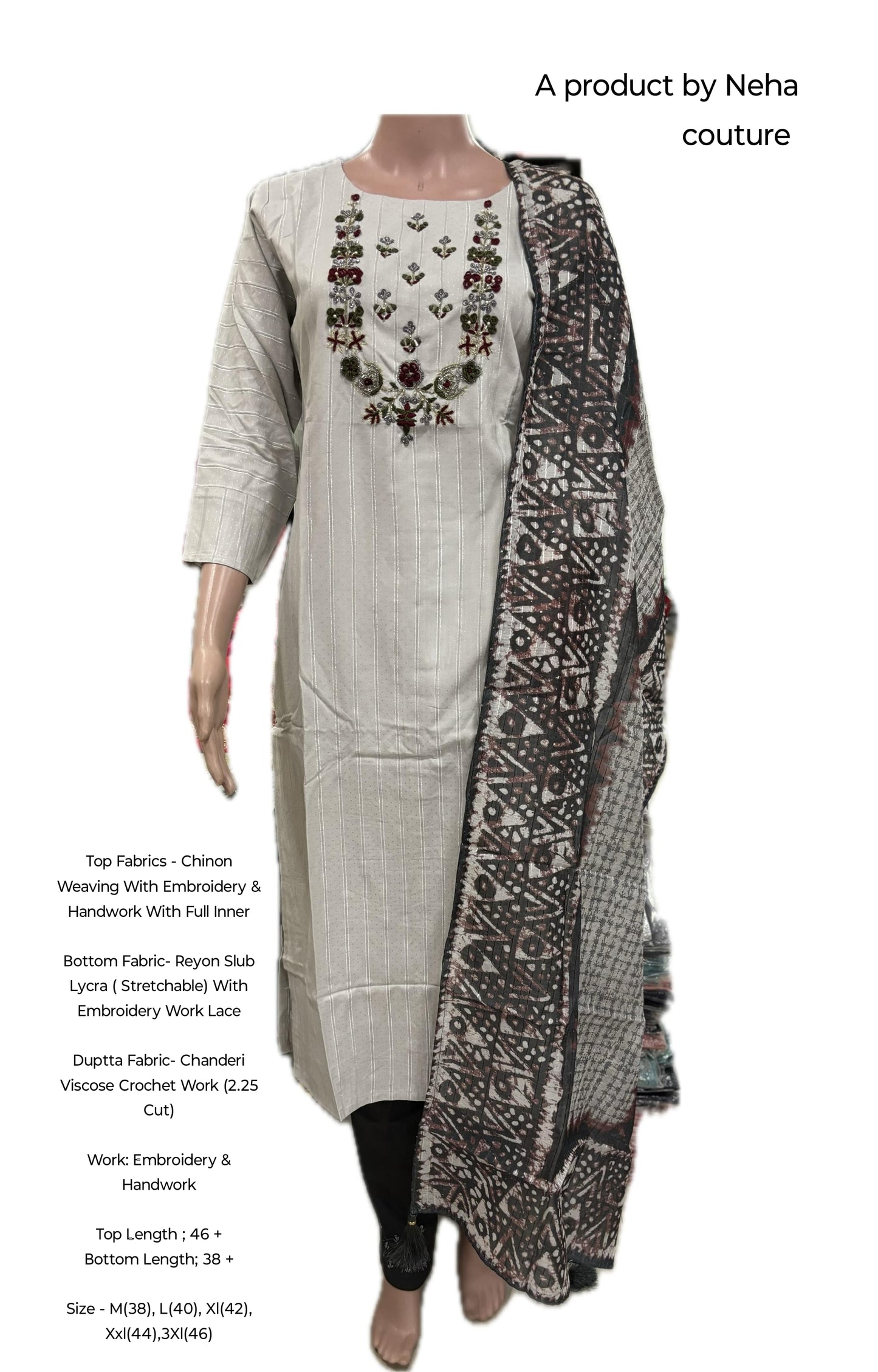 Chinon Weaving With Embroidery & Handwork With Full Inner Embroidery & Handwork