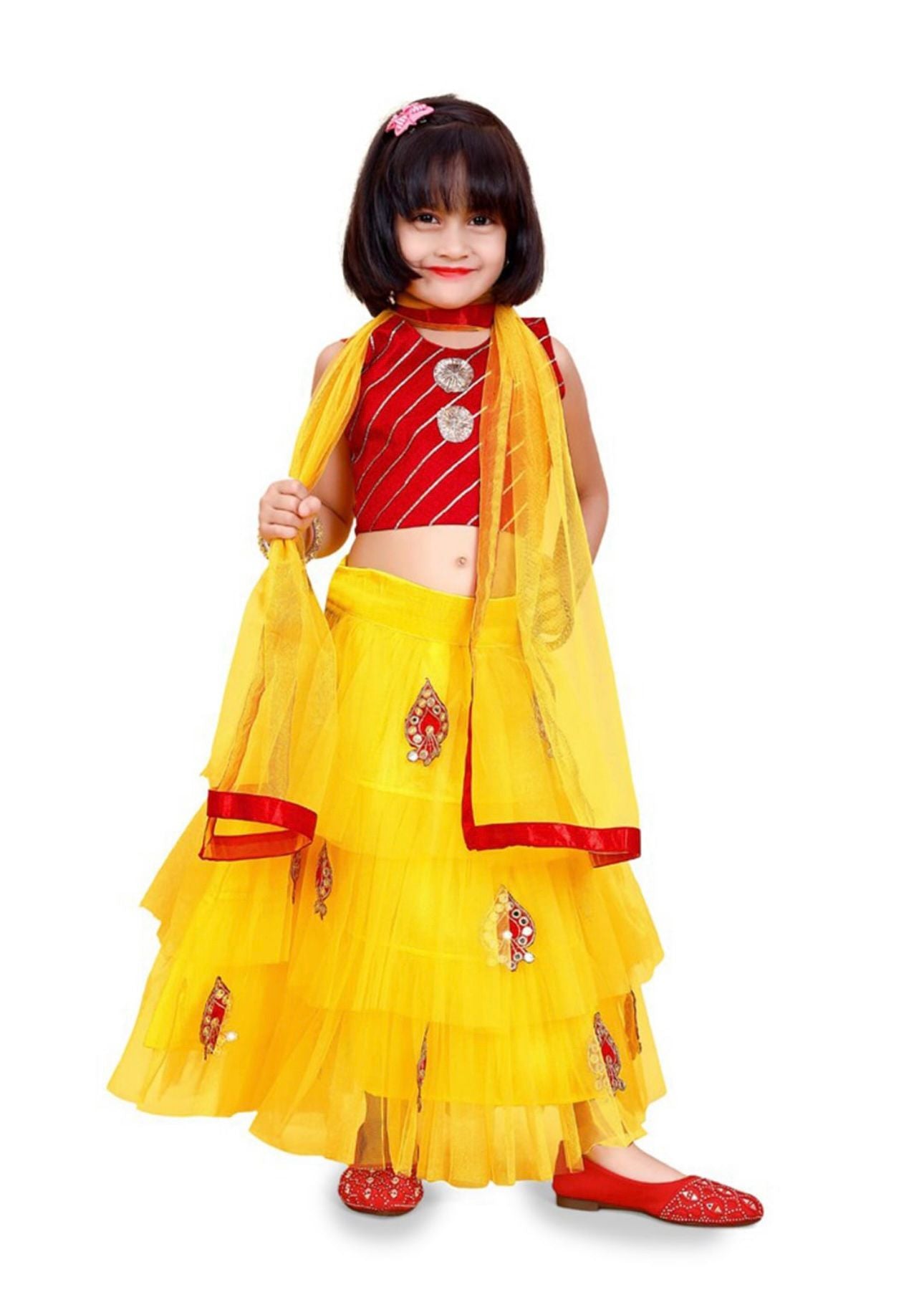 Lehenga & Blouse With Dupatta for Girls Embroidered Patchwork Ready to Wear