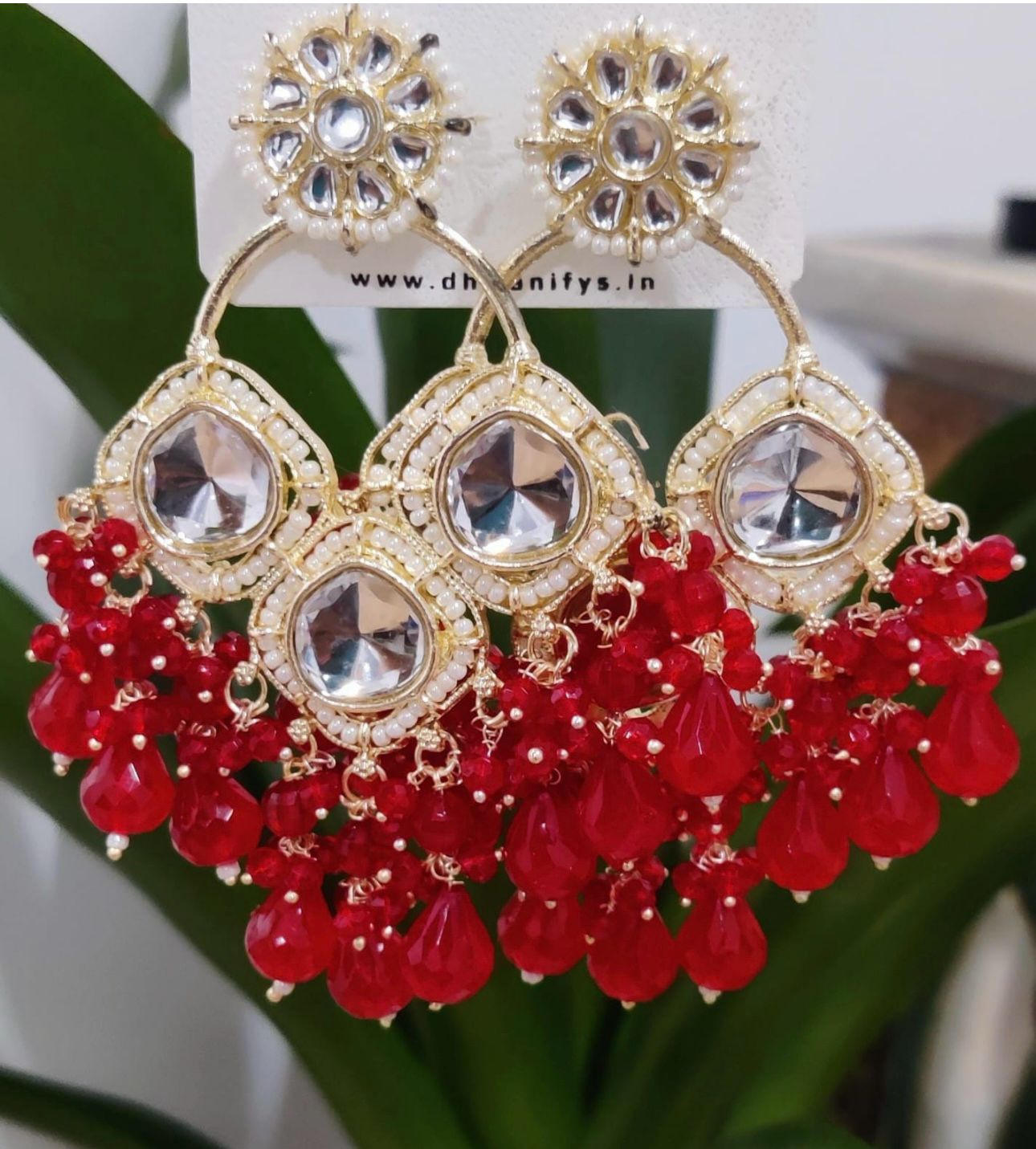 Gold-Plated Contemporary Chandbalis Earrings