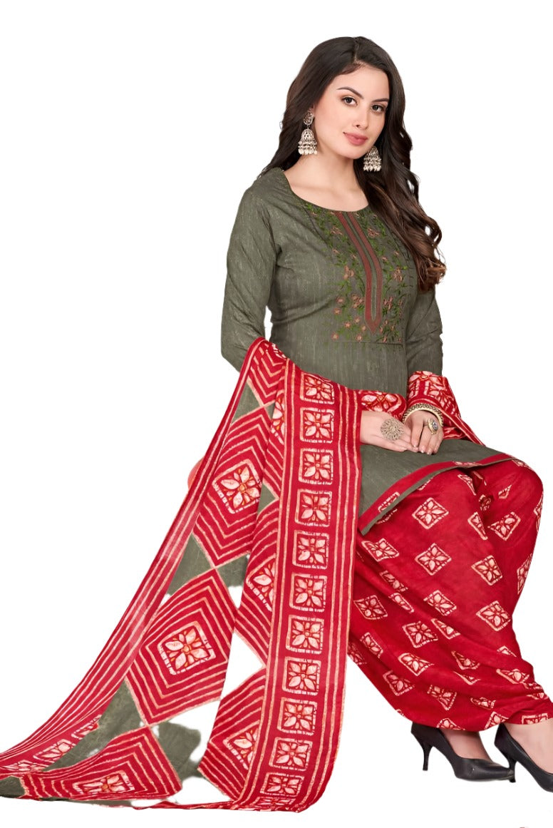Bedruckte Damen-Kurta aus reiner Baumwolle mit Patiala und Dupatta