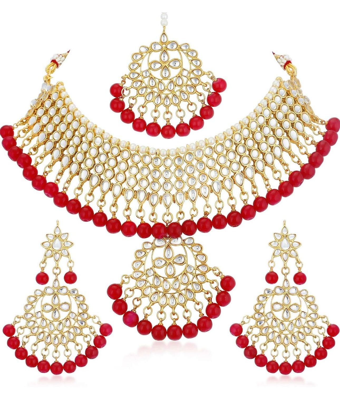 Kundan vergoldetes Halsketten-Set für Damen