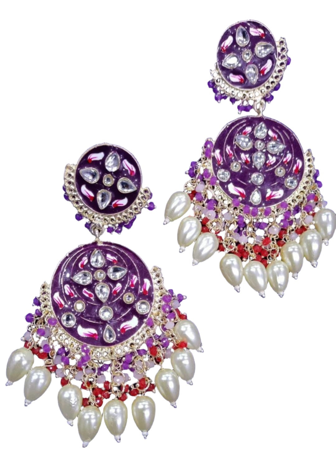 Chandbali Earrings Purple