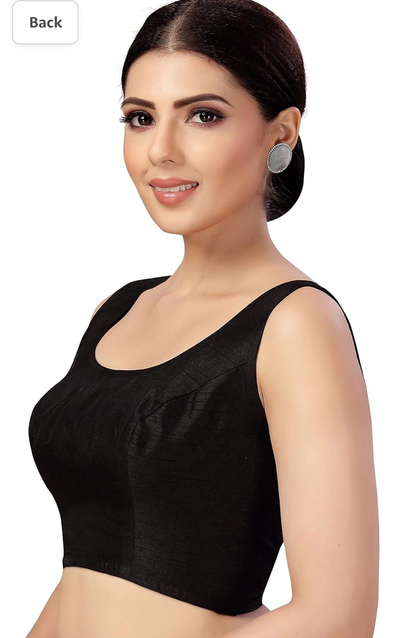 Women's Readymade Art Silk Sleeveless Saree Blouse(Black)