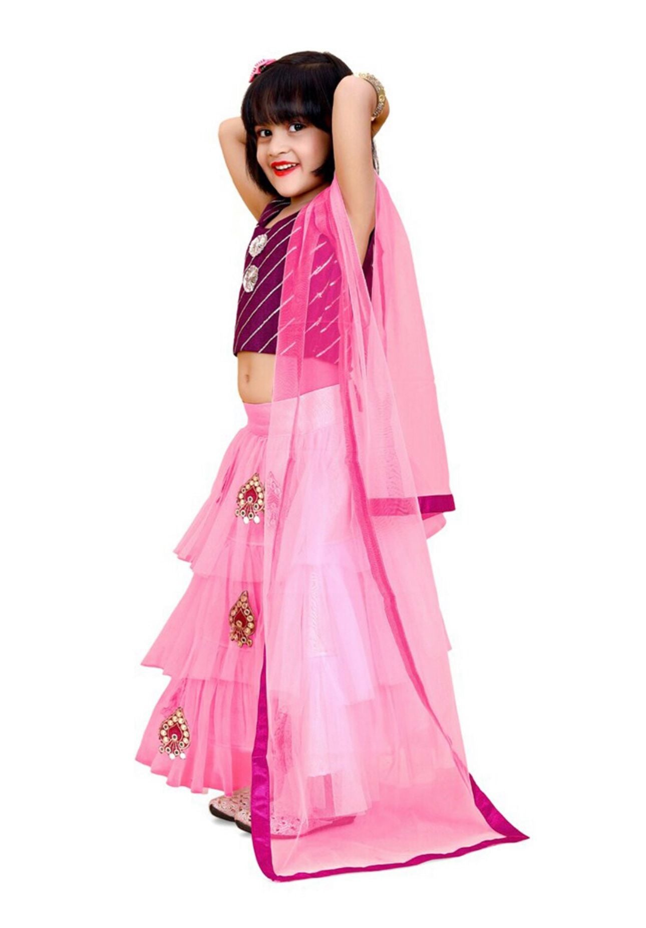Lehenga & Blouse With Dupatta for Girls with Embroidered Patchwork Ready to Wear