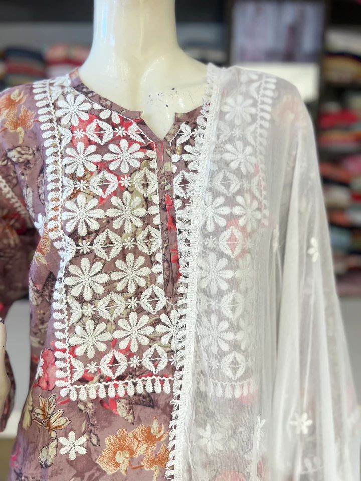 PARTY WEAR TOP AND SARARA WITH FANCY DUPATTA WITH EMBROIDERY WORK SUIT