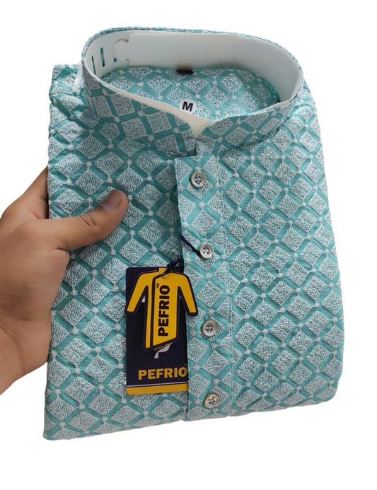 MEN FESTIVE LUCKNOWI EMBROIDERY KURTA PYJAMA