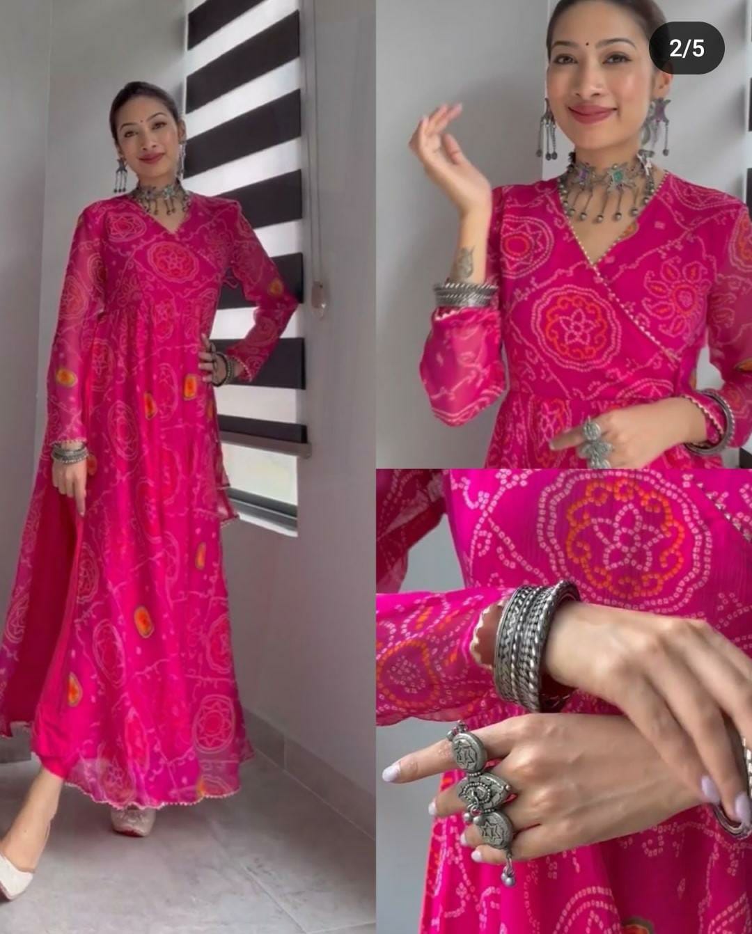 Beautiful Designer Suit on Heavy Georgette Fabric With inner and bandhani digital print(Pakistani Collection)