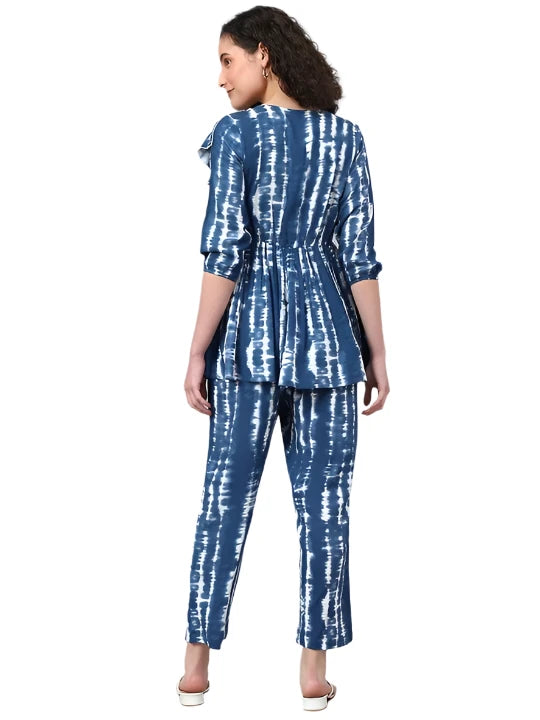 Tie-Dye Front Frill Top With Pants in Berlin
