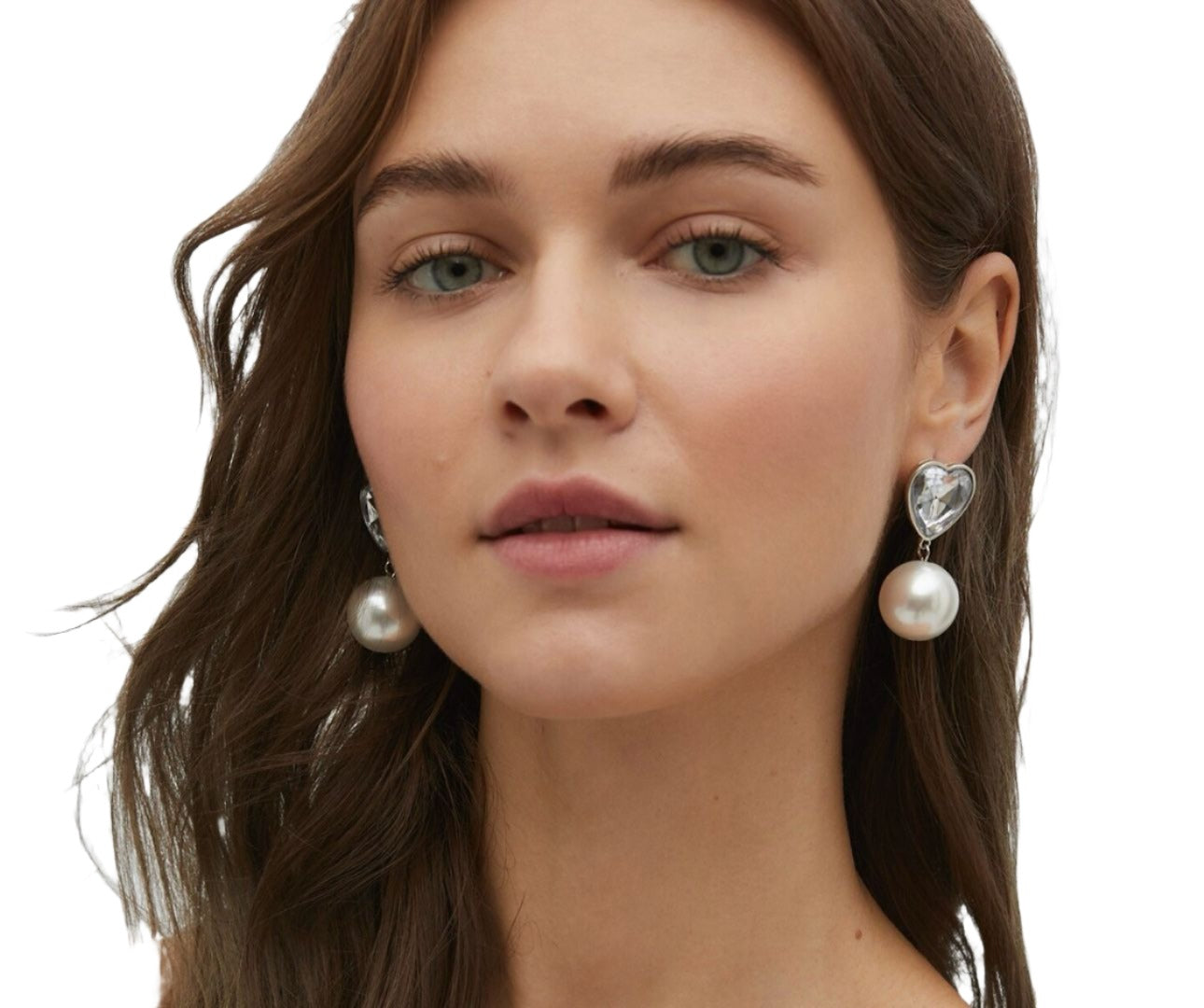Earrings With Gemstone,Heart And Faux Pearl