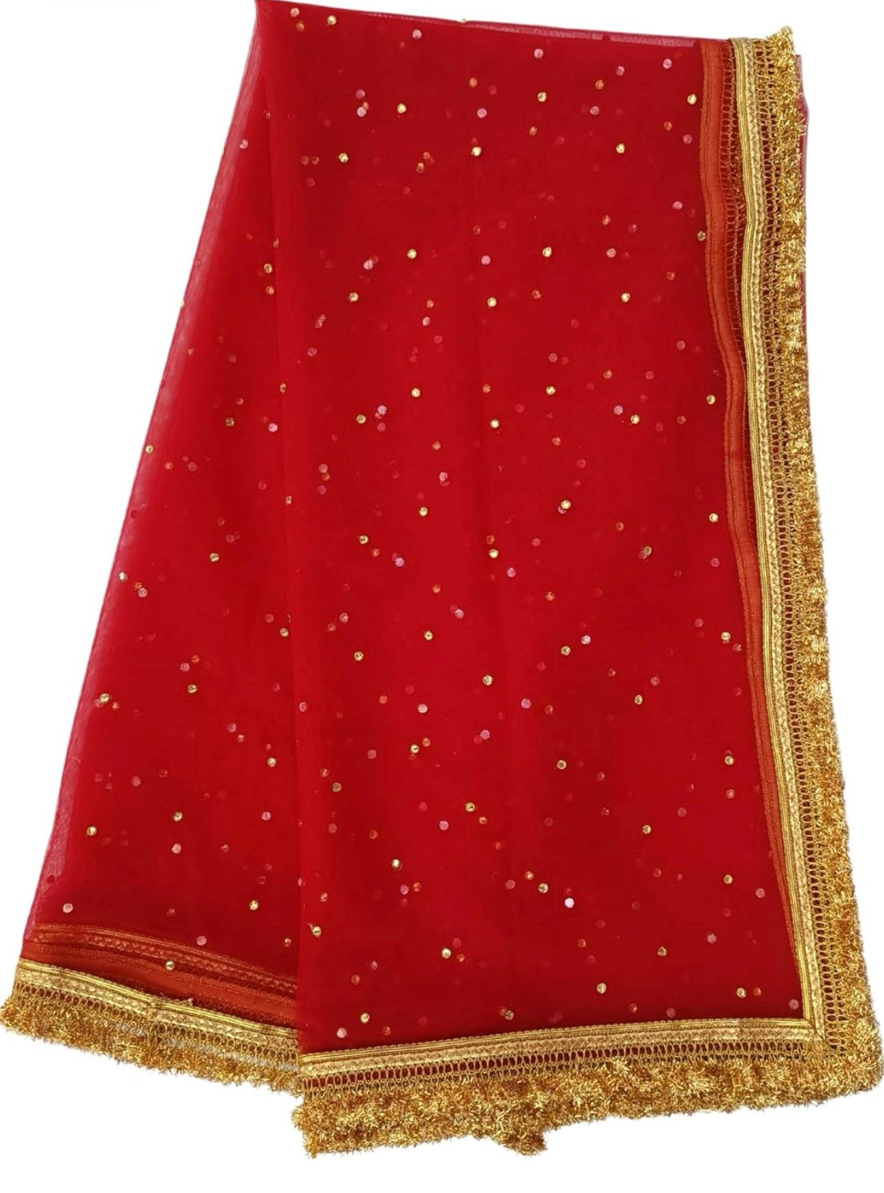 Women's net stone work shimmer lace dupatta