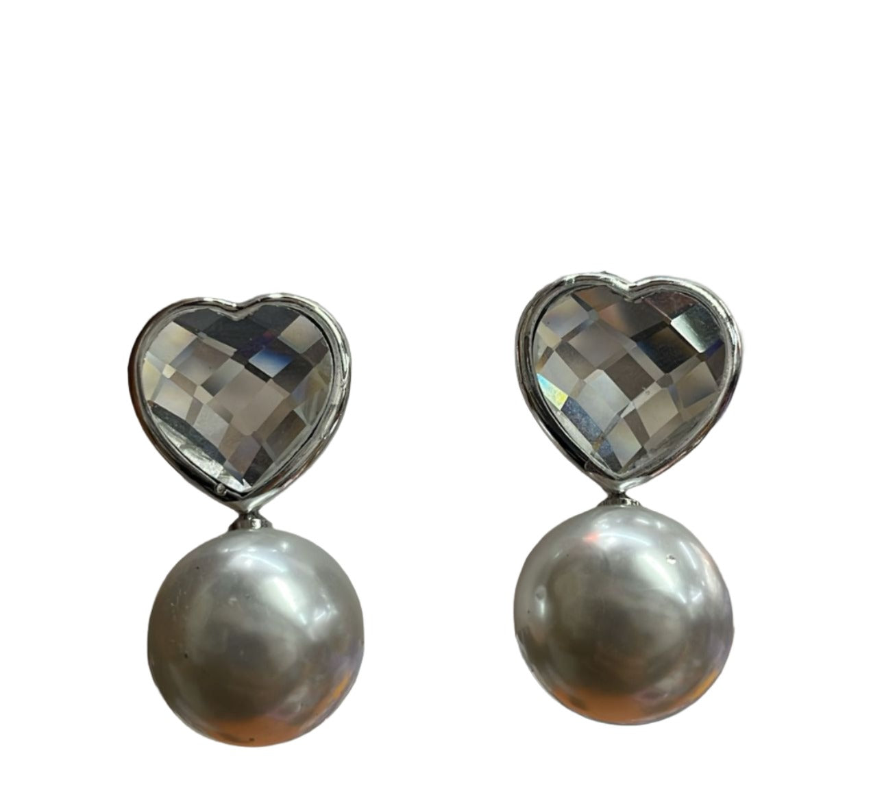 Earrings With Gemstone,Heart And Faux Pearl