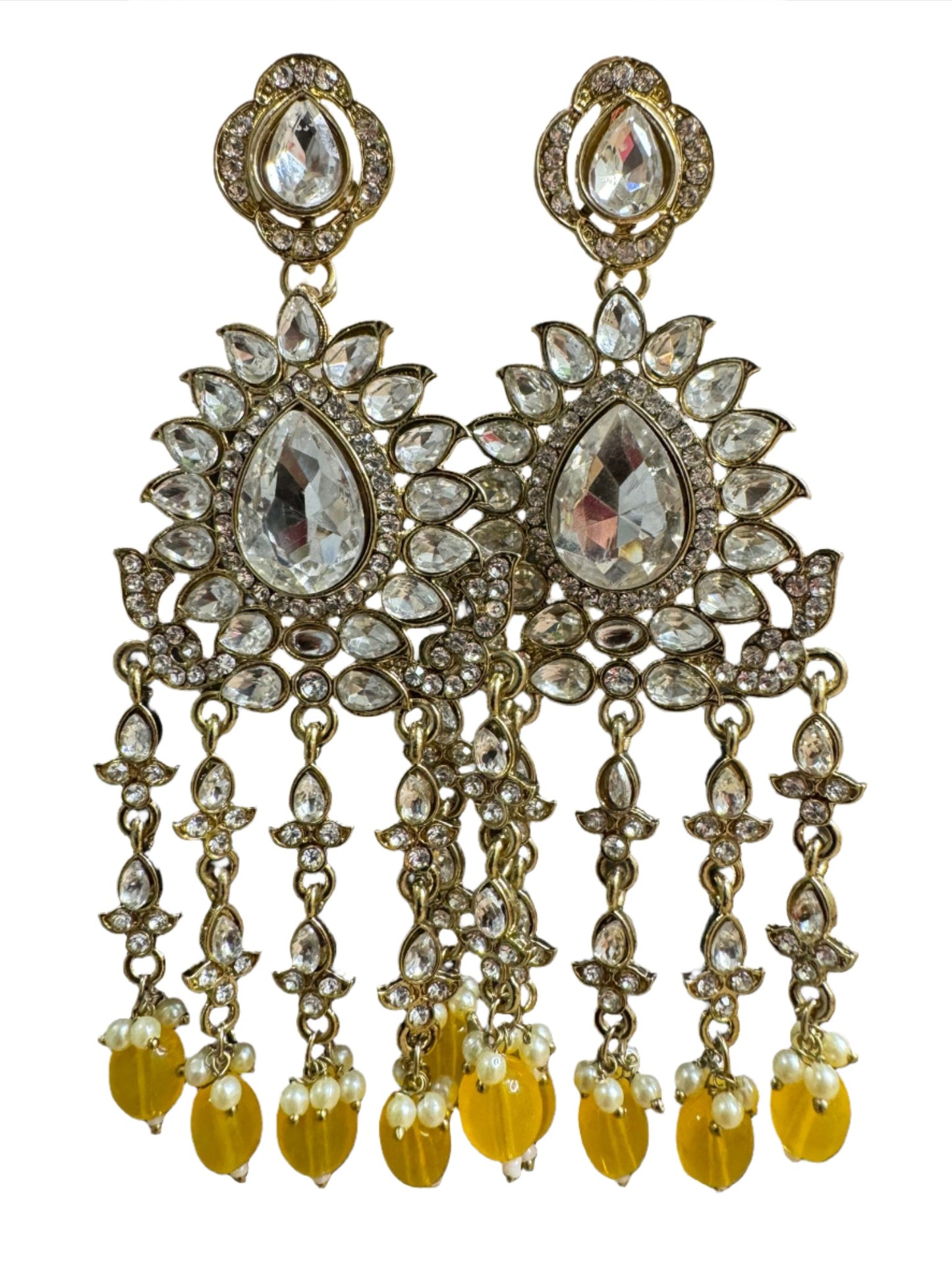 Handmade Kundan & Ad Chandbali Earrings with Pearl Jewelry