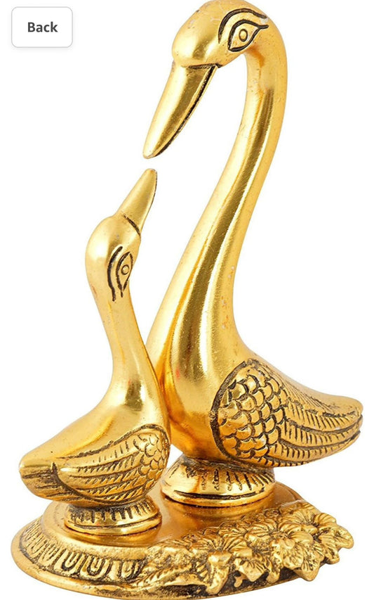 Metal Kissing Duck Showpiece for Home and Living Room Decor - Neha Couture Indian Fashion