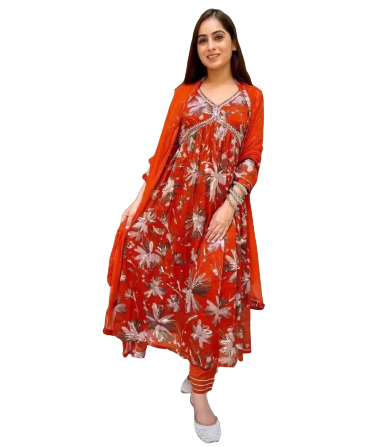 Cotton Blend Kurta Pant Dupatta Set