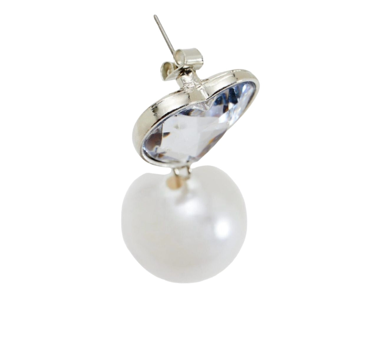Earrings With Gemstone,Heart And Faux Pearl