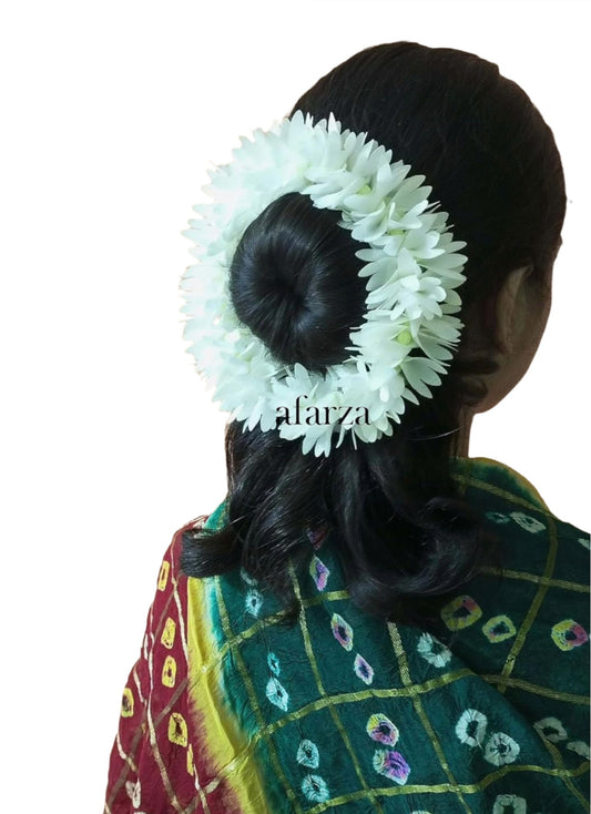 Gajra For Hair Bun Juda Accessories Mogra Jasmine For Women Pack Of 1 Pcs., White