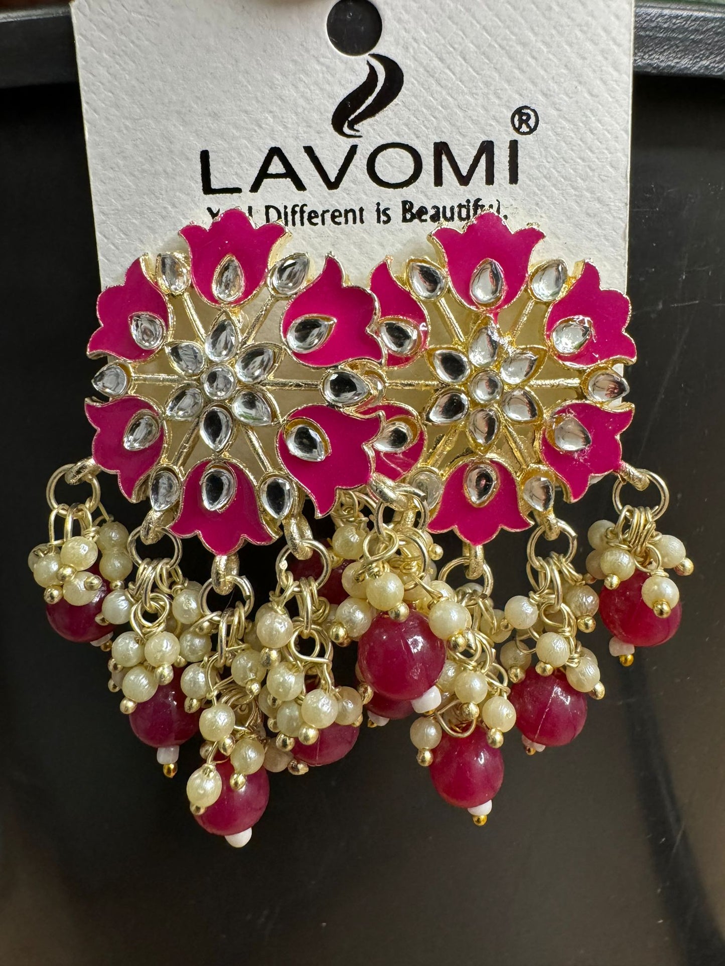 Earring with Meenakari For Women Floral Gold Plated Pearl Metal Drops & Danglers