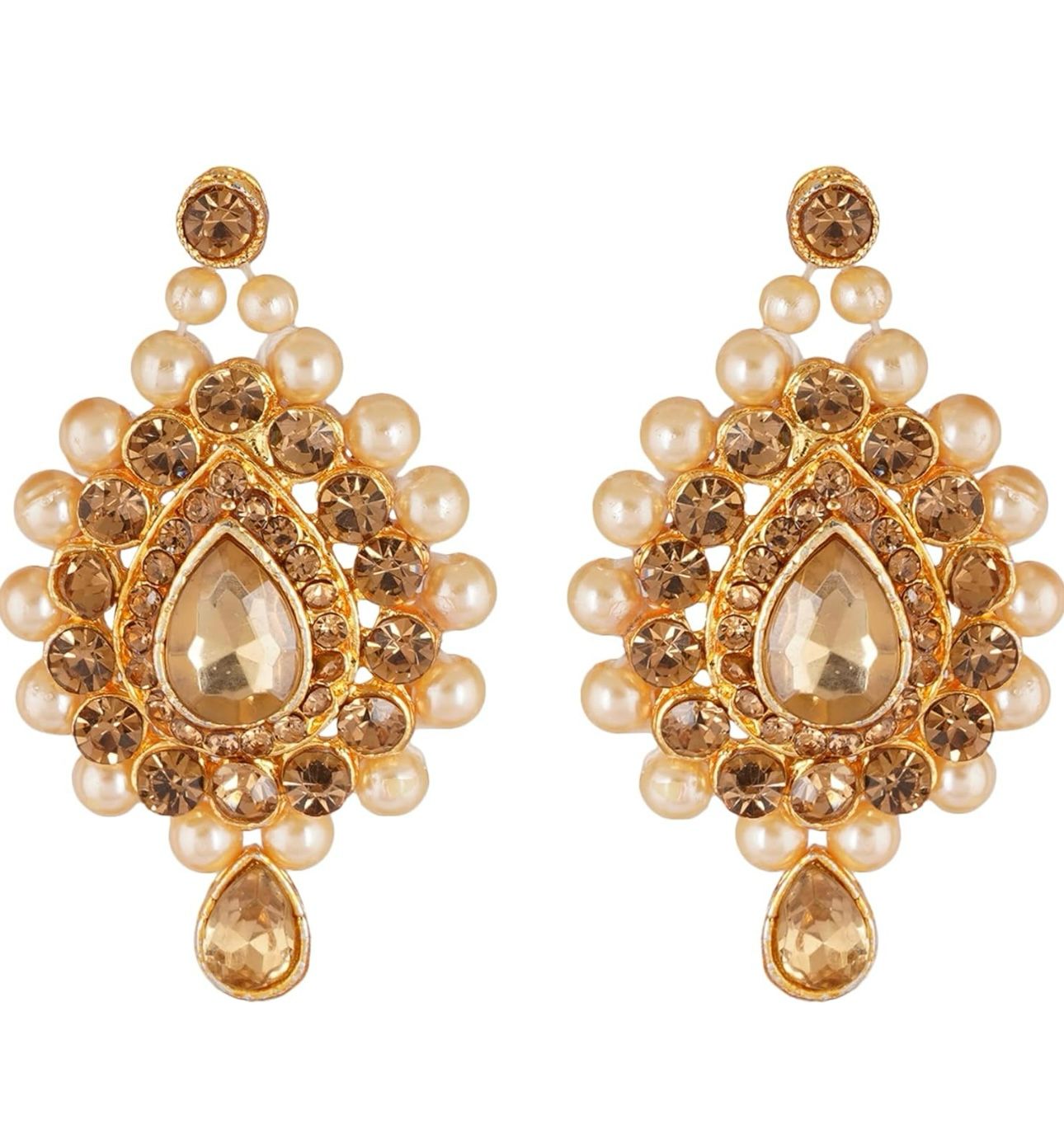 SCHMUCK-PERLEN-EINGEBETTETES MEHRSCHICHTIGES KUNDAN-WORK-HALSKETTE-SET MIT MAANG-TIKS FÜR FRAUEN UND MÄDCHEN