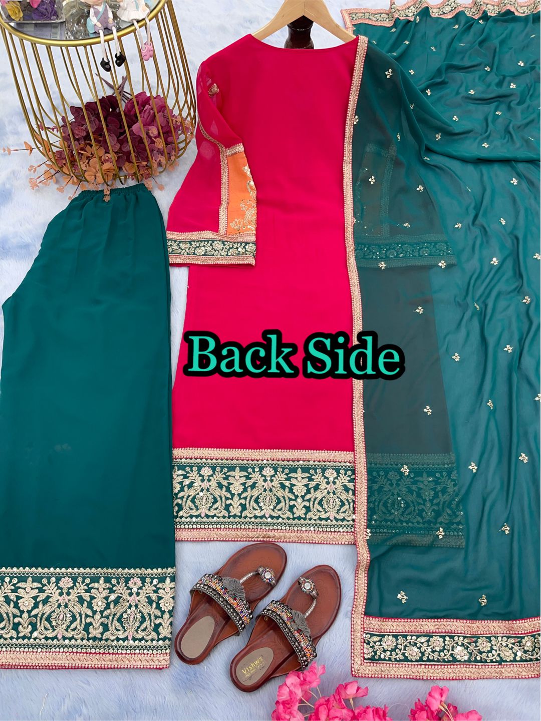 New Đěsigner Party Wear Suit Look Top Plazzo & Dupatta Set