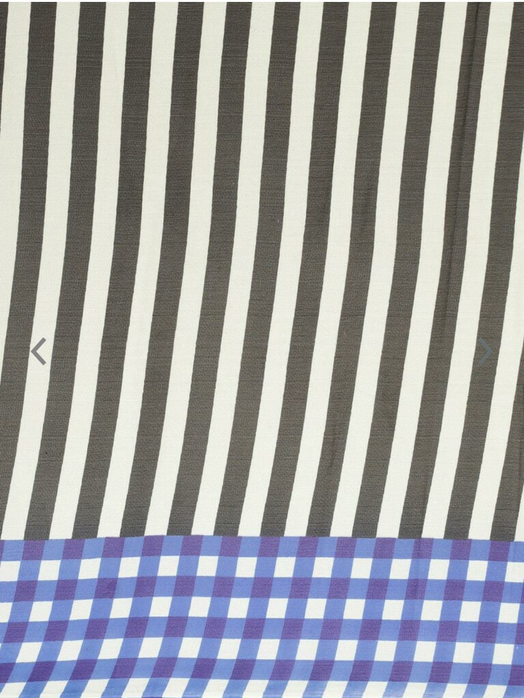 Blue & Black Striped Poly Georgette Casual Saree