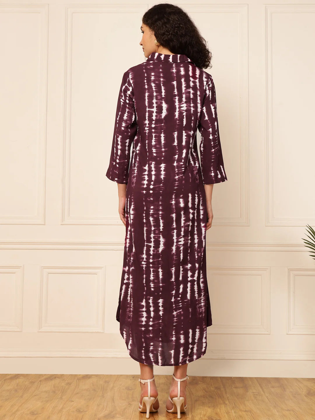 Wine Tie-Dye Women Shirt Dress in Germany