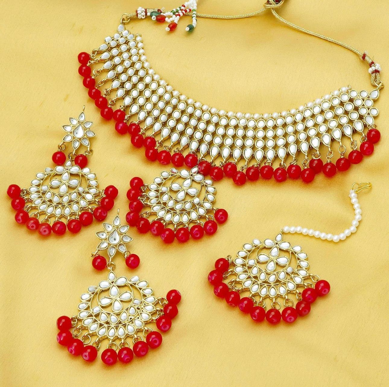 Kundan vergoldetes Halsketten-Set für Damen