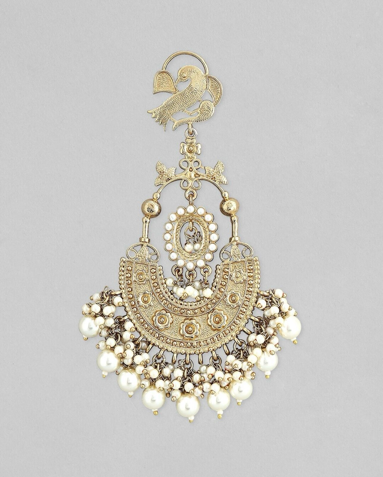 Gold-Plated Handcrafted Pearls Beaded Chandbalis Earrings