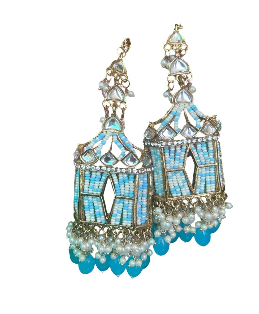 Earrings with Sahara Chain with Doli Kundan