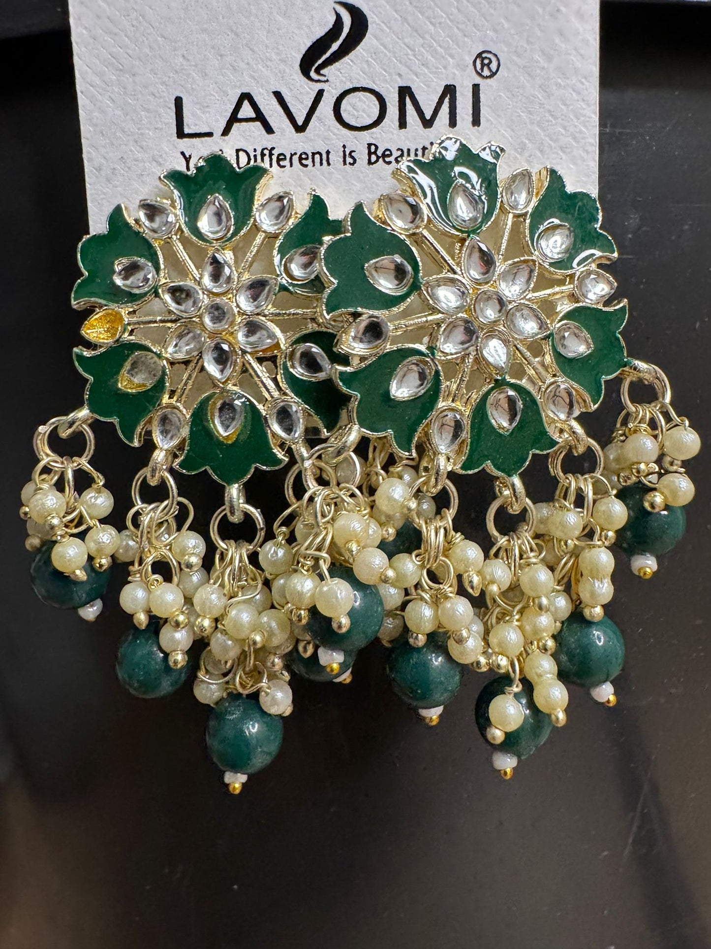 Earring with Meenakari For Women Floral Gold Plated Pearl Metal Drops & Danglers
