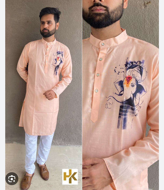 Mens Kurta Pyjama in Germany with ganesh print