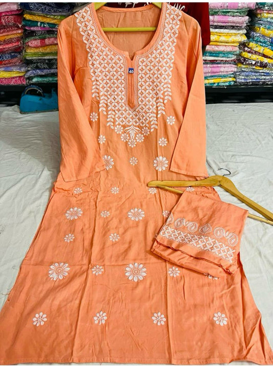 Chikankari Kurta With Palazzos Embroidered In Berlin