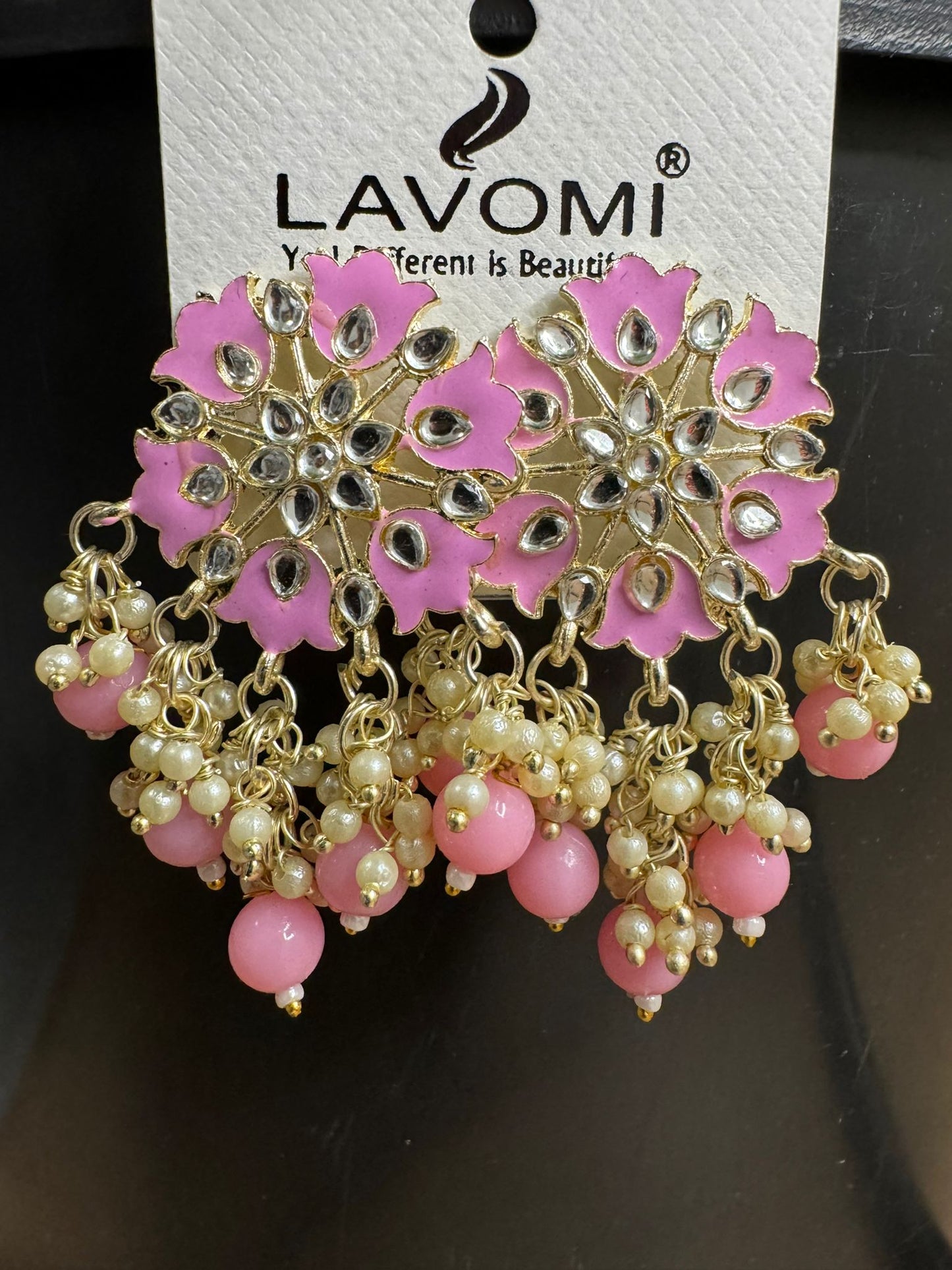 Earring with Meenakari For Women Floral Gold Plated Pearl Metal Drops & Danglers