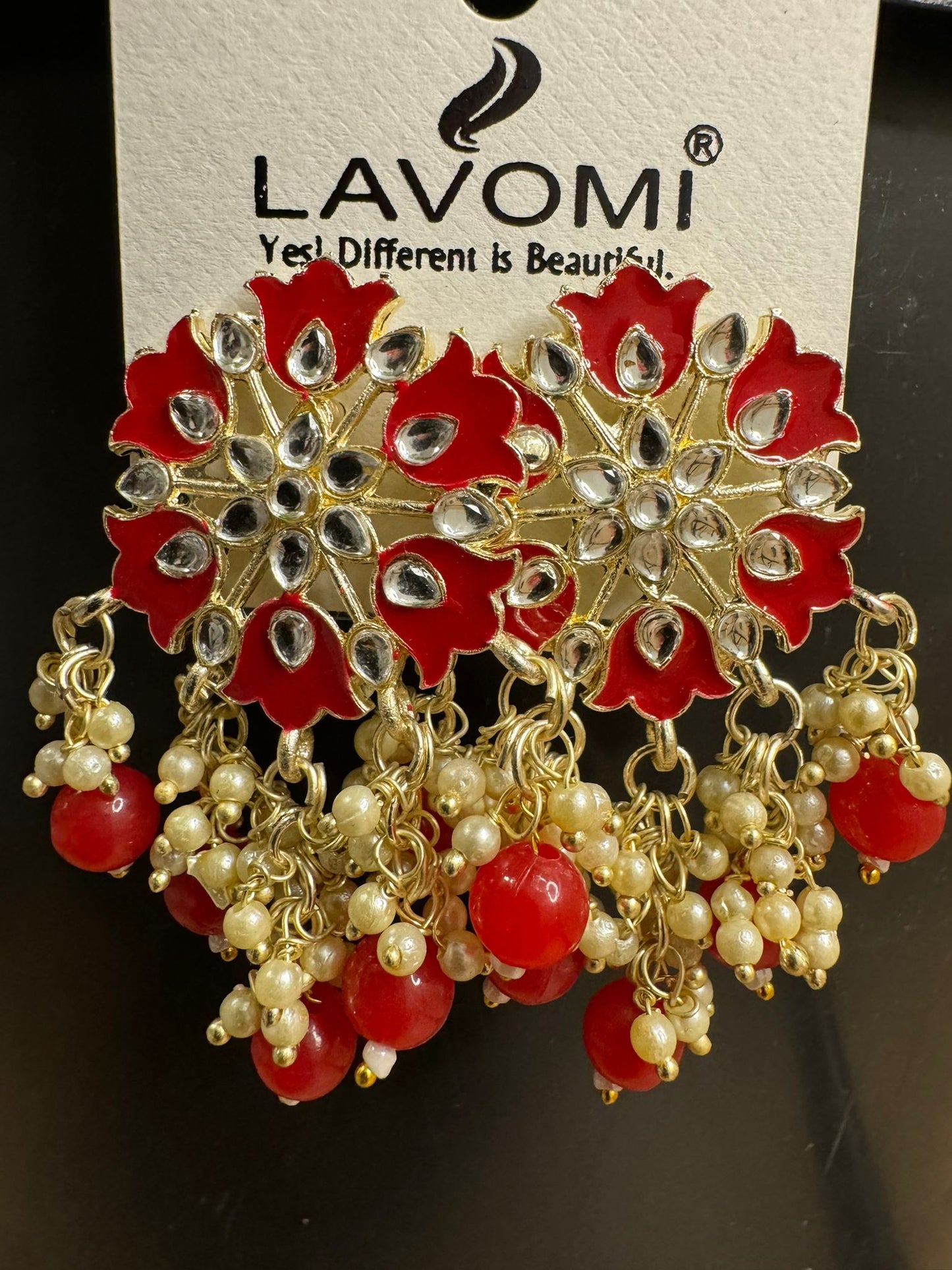 Earring with Meenakari For Women Floral Gold Plated Pearl Metal Drops & Danglers