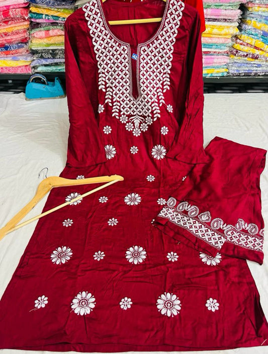 Chikankari Kurta With Palazzos Embroidered In Berlin
