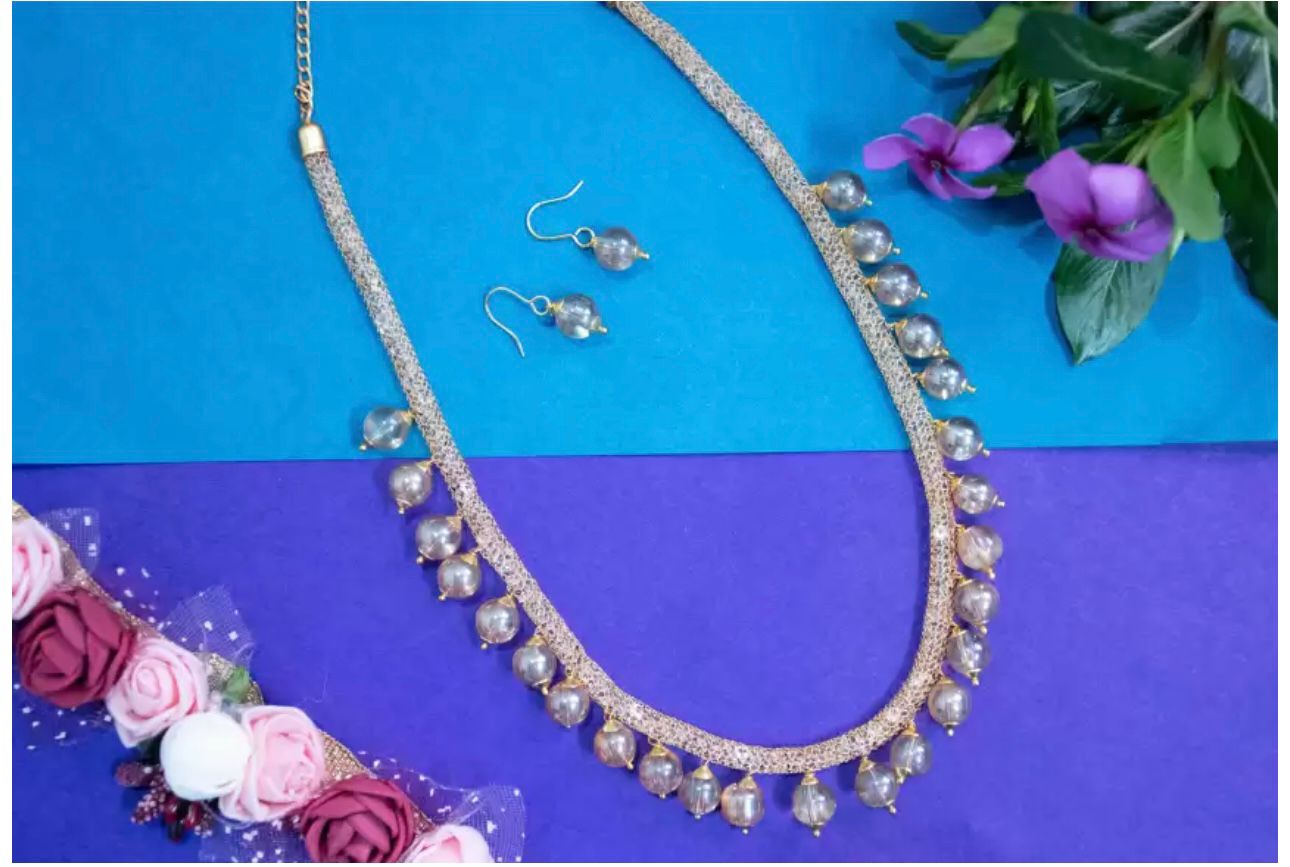 Pearl Necklace Set With Earrings