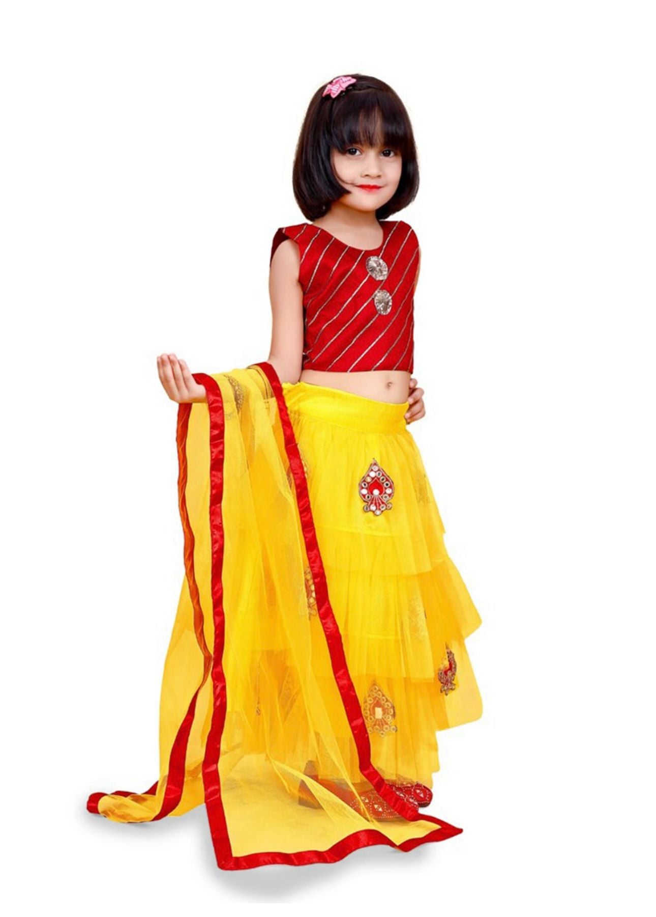 Lehenga & Blouse With Dupatta for Girls Embroidered Patchwork Ready to Wear