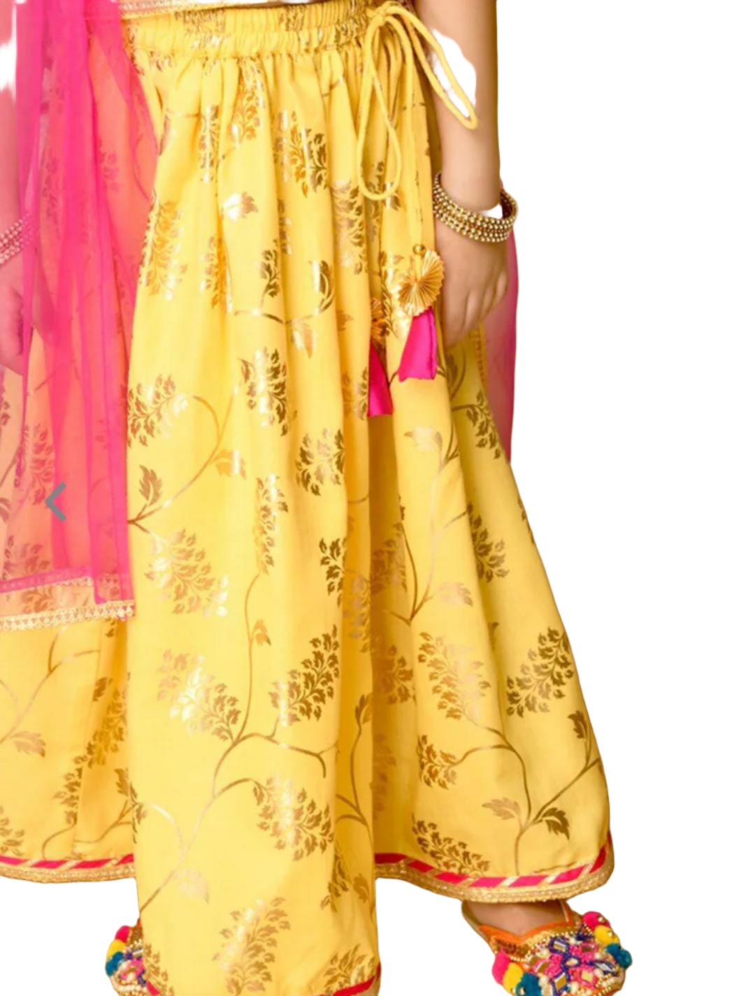Gelbes Lehenga Choli für Mädchen (5 bis 6 Jahre altes Mädchen)