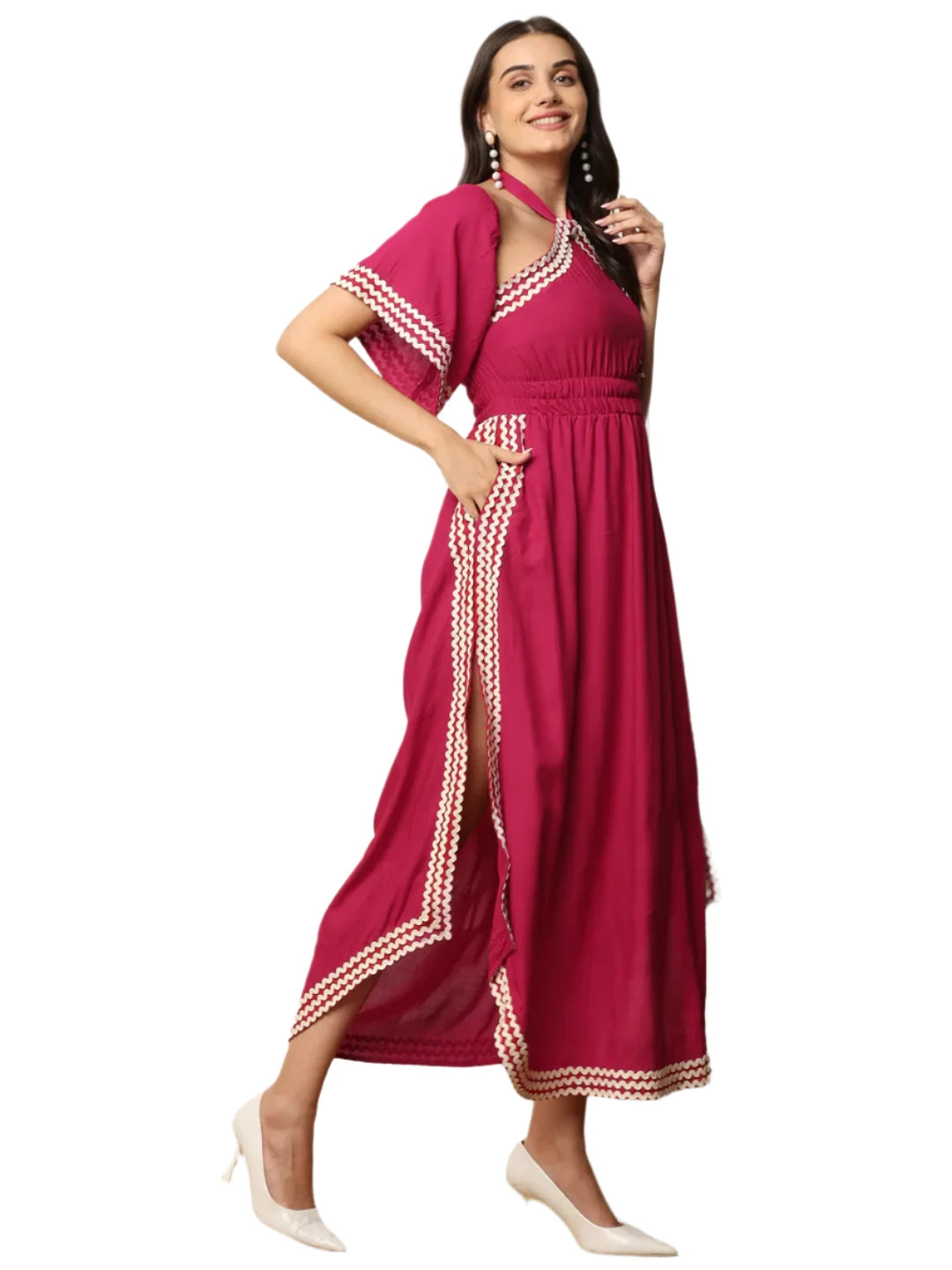 Magenta A Line Slit Dress For Women in Berlin
