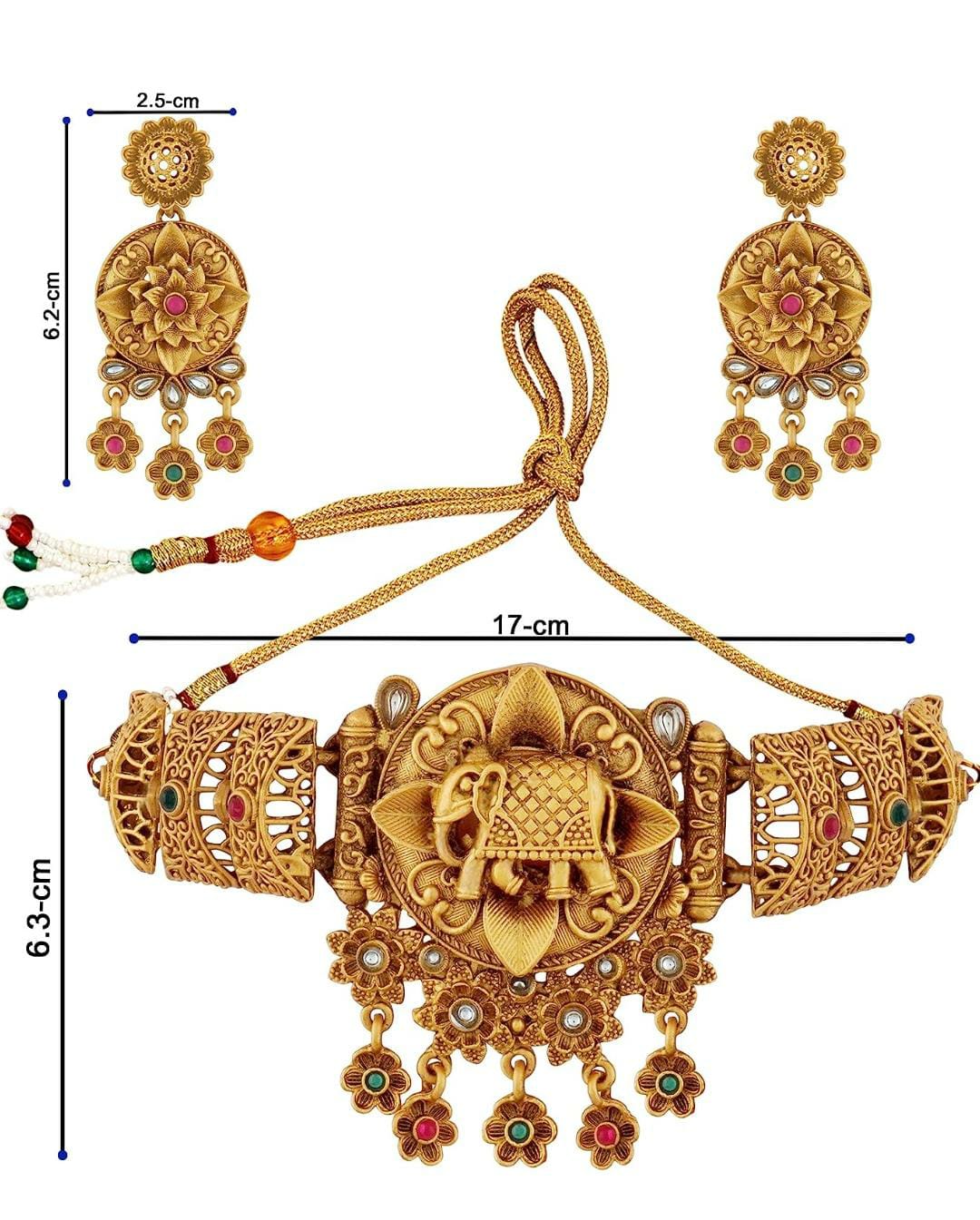 Antique Matt Gold Mutil South Indian Temple Theme jewellery