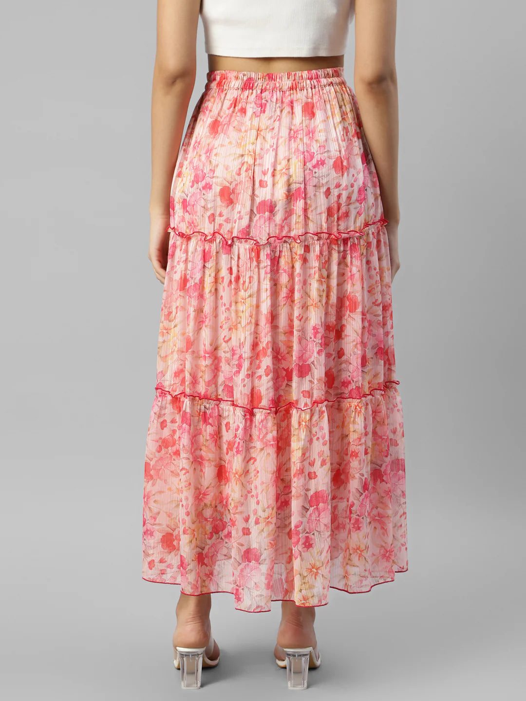 Women's Floral Printed Tiered Maxi Skirt in Berlin