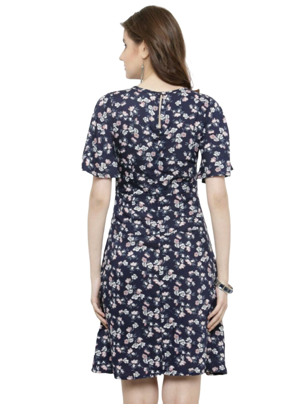 Women Blue Printed A-Line Dress