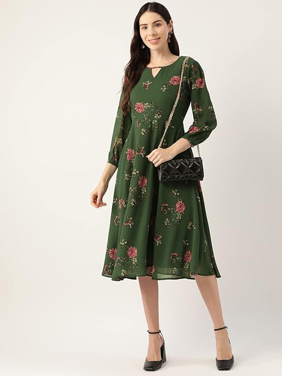 Georgette Casual Floral Printed Dress in Germany