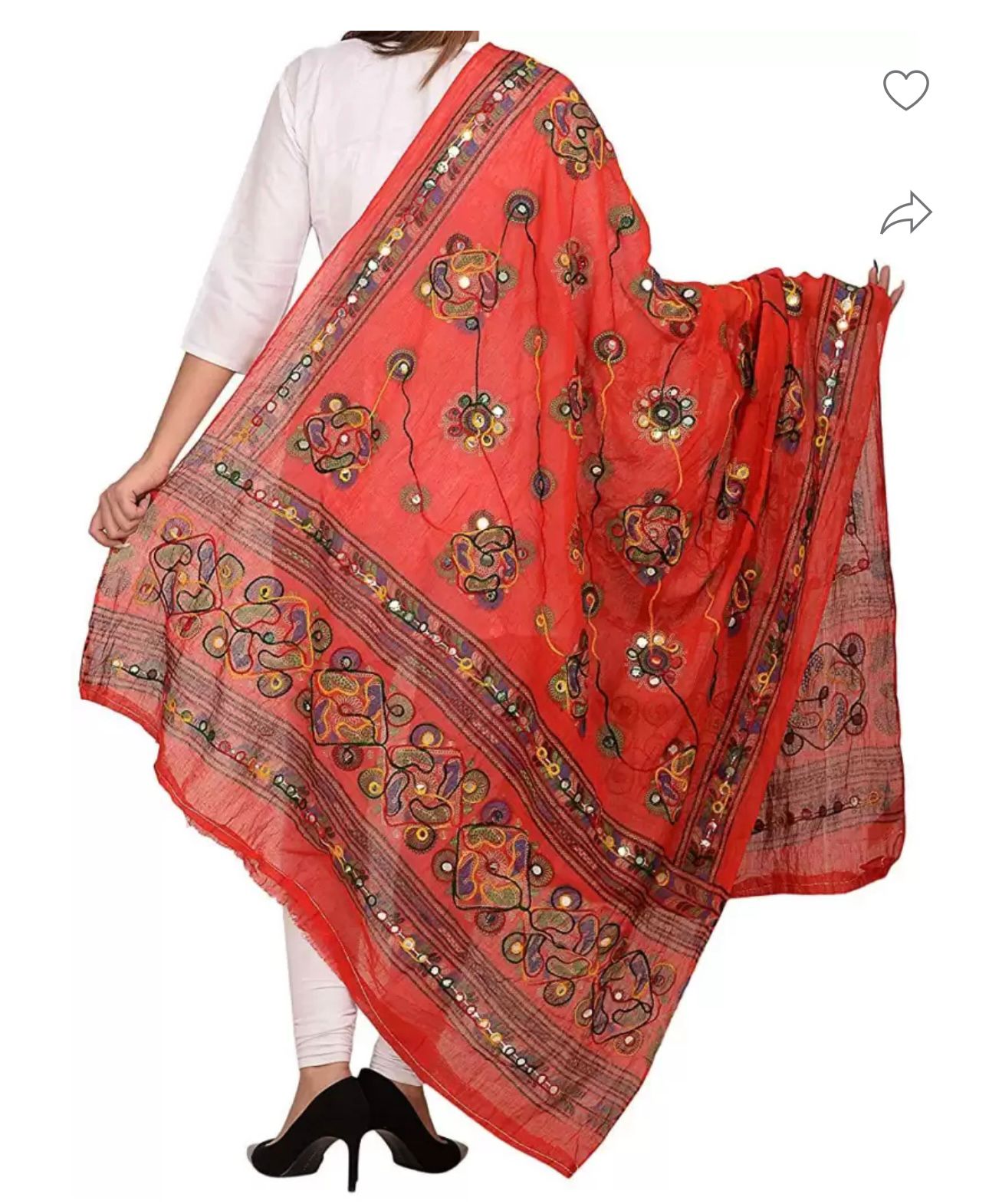 Pure Cotton Embroidered Red Women Dupatta In Germany