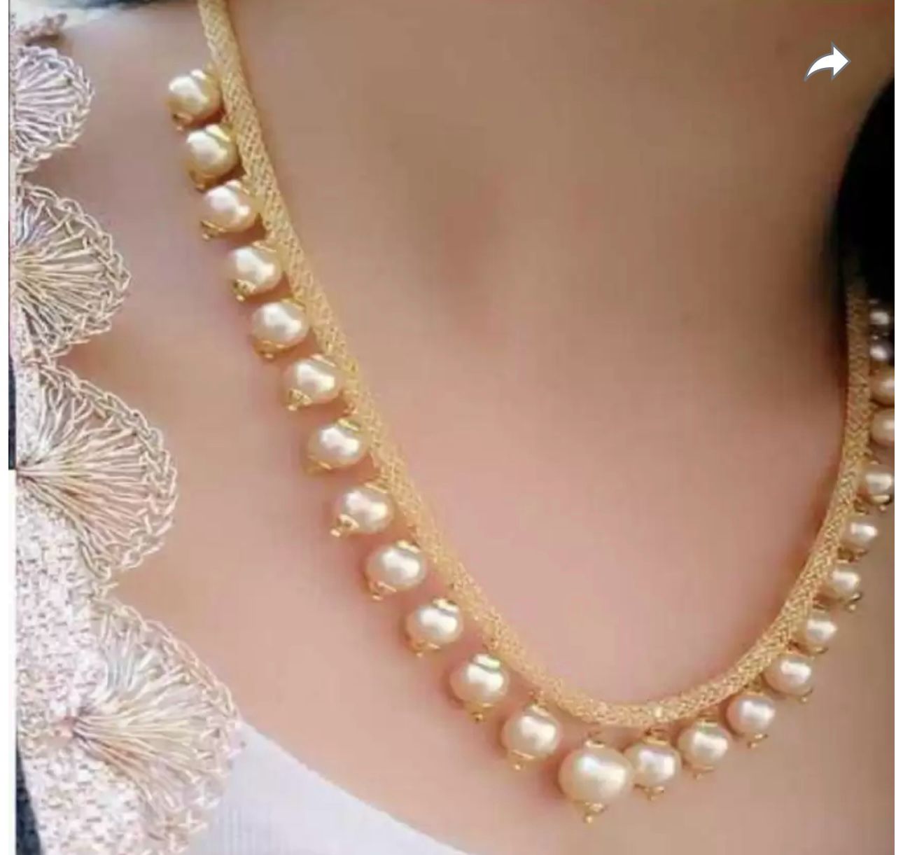 Pearl Necklace Set With Earrings